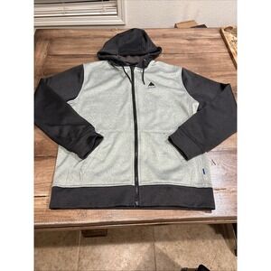 Burton Mens Full Zip Hoodie Size Small Logo Front Grey & Blk Cotton Snowboarding